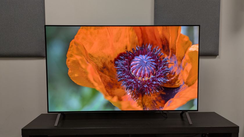 LG B5 OLED TV with orange flower on screen
