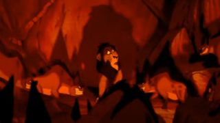 Scar getting eaten in The Lion King.