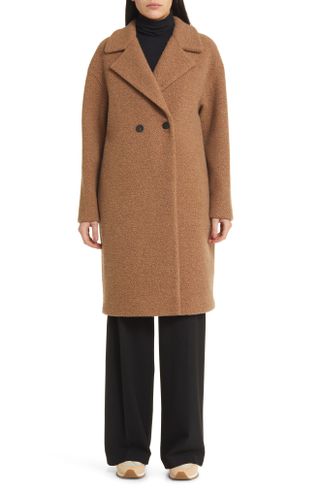 Double Breasted Wool Blend Teddy Coat