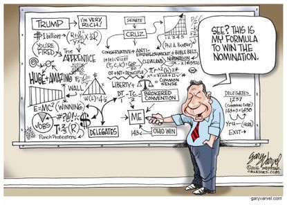 Political Cartoon U.S. Kasich Strategy 2016