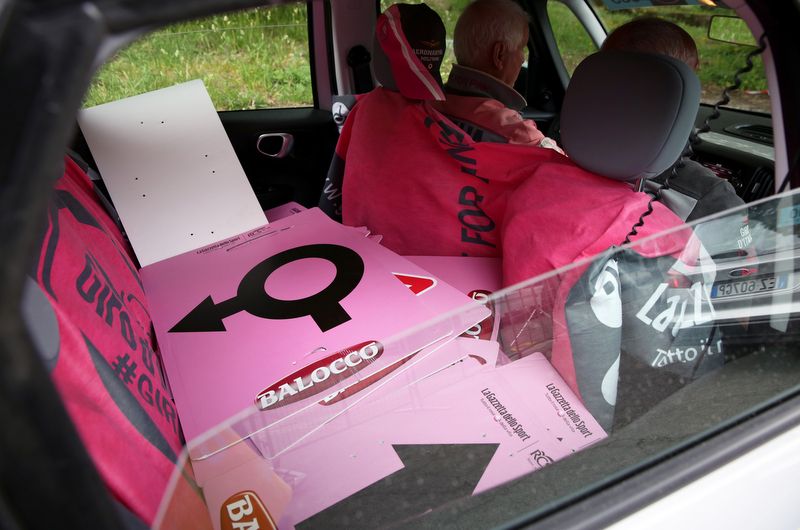 A car full of Giro road sides