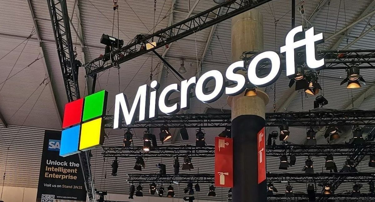 Microsoft sign at an event