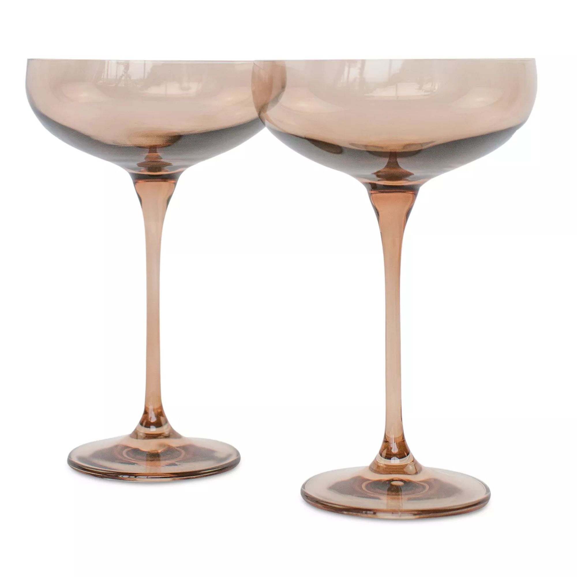 Set of two smoked amber champagne coupes
