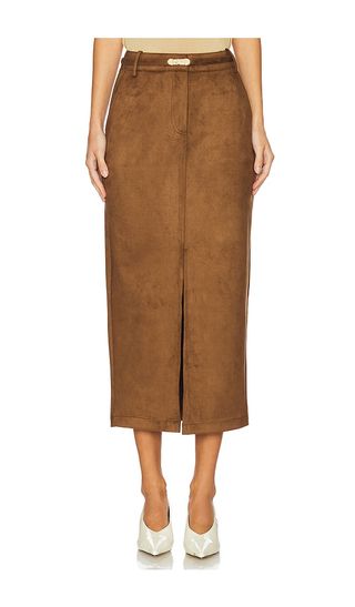 Medina Belted Faux Suede Skirt