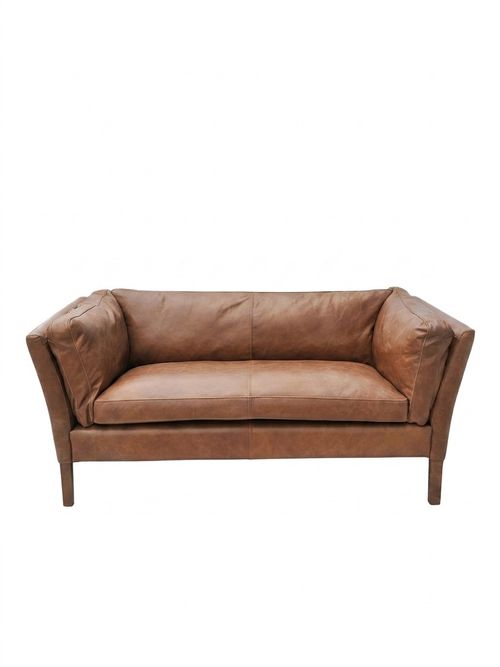 Halo Groucho Small 2 Seater Leather Sofa in Riders Nut