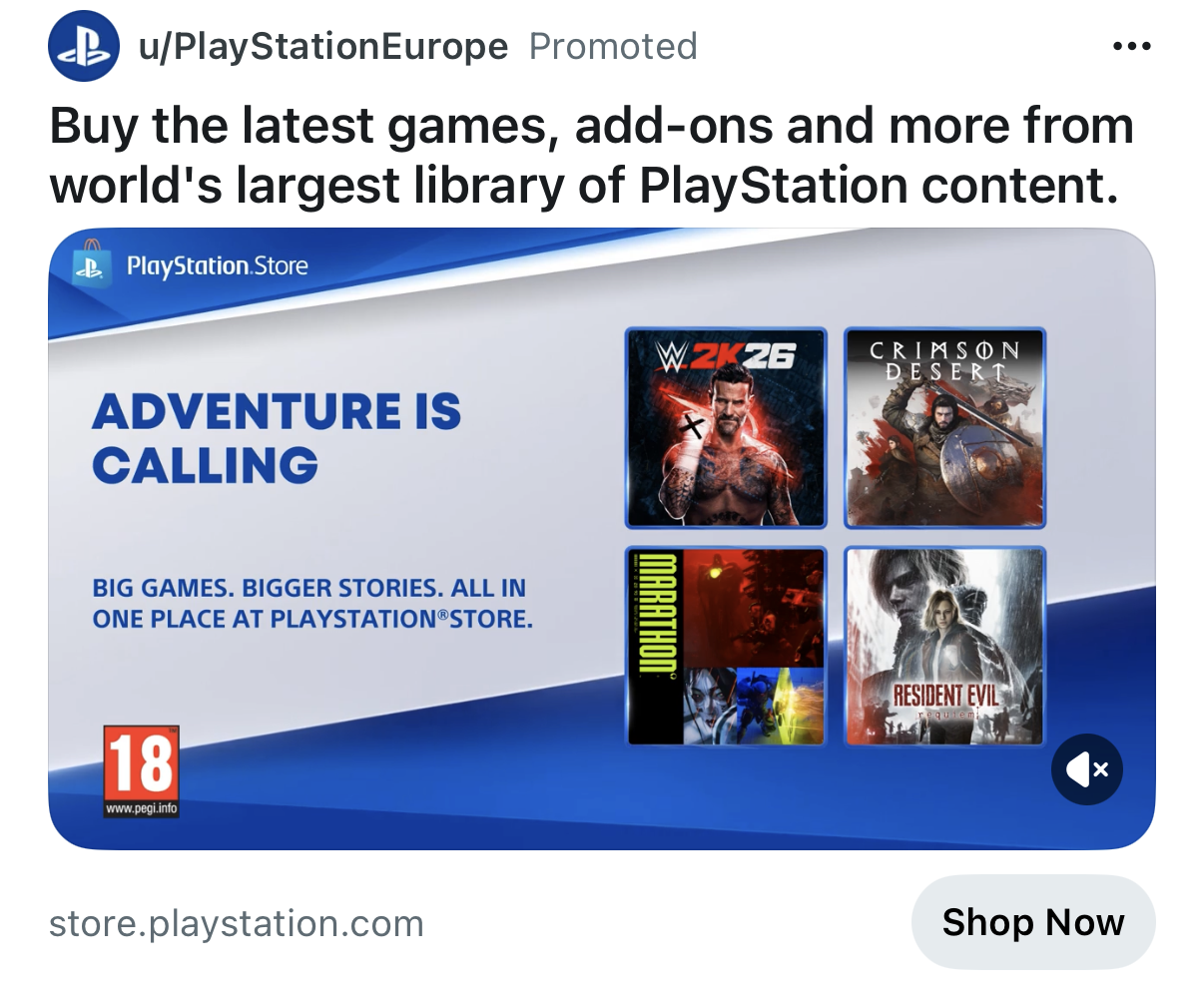 An ad for PlayStation Store purchases, screengrabbed from Reddit