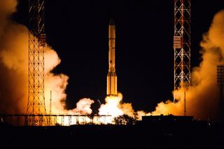 A International Launch Services Proton rocket launches the Amazonas-5 communications satellite for Hispasat on Sept. 11, 2017 from Baikonur Cosmodrome, Kazakhstan.