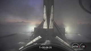SpaceX's first Falcon 9 rocket to land off the coast of the Bahamas touched down on a drone ship on Feb. 18, 2025.