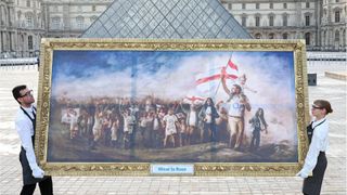 Painting of England rugby fans 