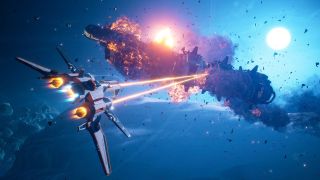 Everspace 2 ship firing at another ship