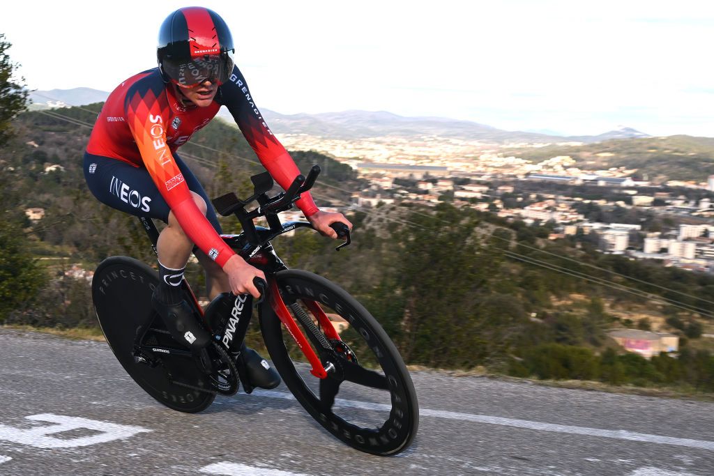 ALES FRANCE FEBRUARY 05 Ben Tulett of United Kingdom and Team INEOS Grenadiers sprints during the 53rd Etoile de Besseges Tour Du Gard 2023 Stage 5 a 1066km individual time trial stage from Ales to Ales EDB2021 on February 05 2023 in Ales France Photo by Luc ClaessenGetty Images