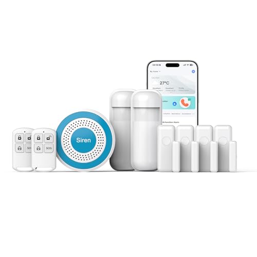 Hapippofa Smart Home Security Systems - 9-Piece Wireless Alarm Kit,mobile App Alerts,4 Door/window Sensors,2 Motion Detectors &amp;amp; 2 Remotes for Home,garage,rv (2.4ghz Wifi,no Monthly Fee)