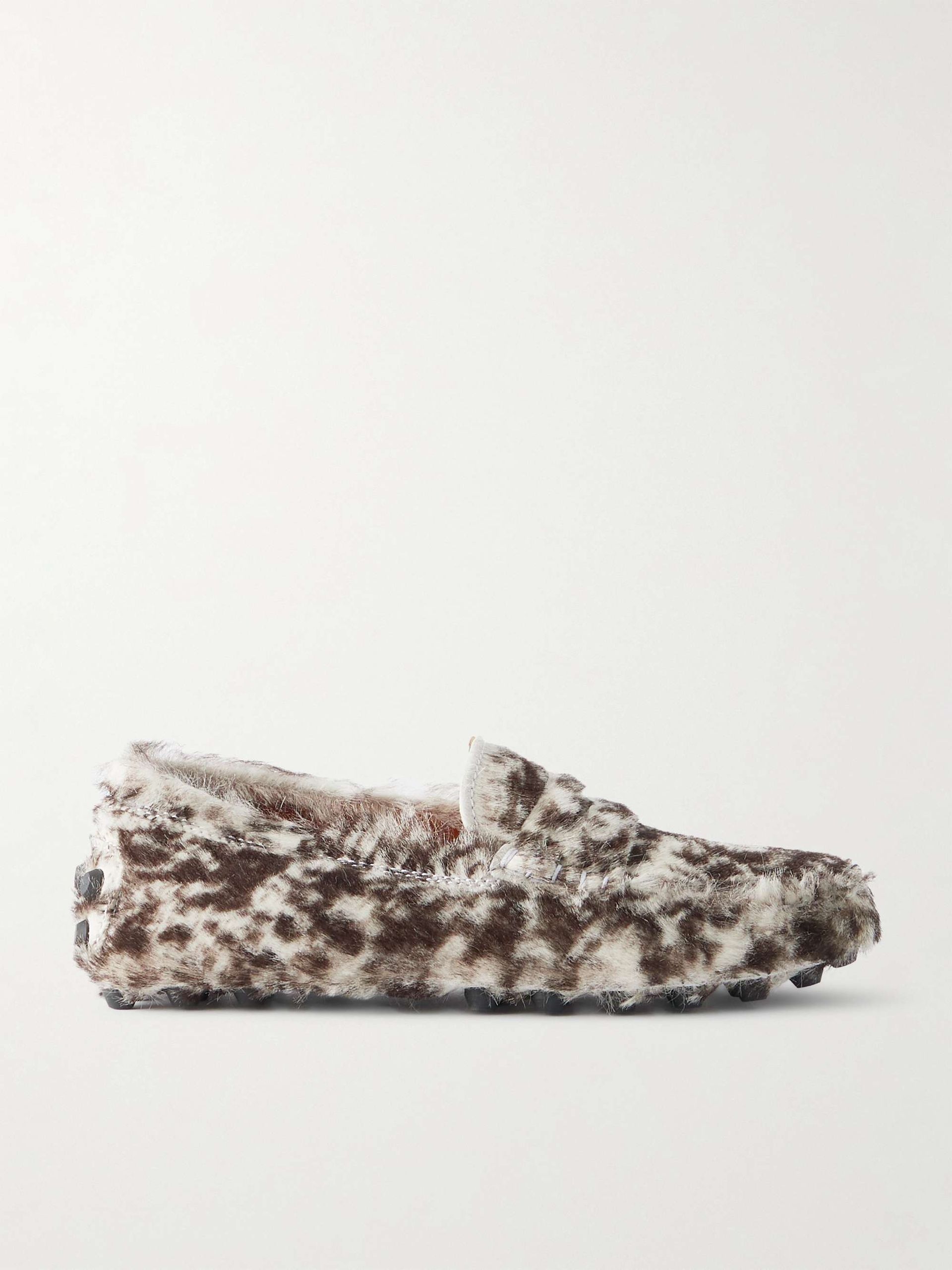 Gommino Leopard-Print Pony Hair Loafers