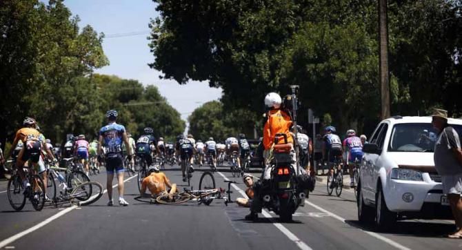Tyler Farrar (Garmin - Sharp) was also caught up in crashes