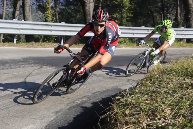 Taylor Phinney (BMC) leads the early break in Camaiore. He would spend 165 kilometres off the front.