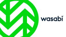 Wasabi logo with the big green stylised sphere positioned on the left, scaled up so large it extends beyond the image itself, and the Wasabi text logo appearing to the right of it
