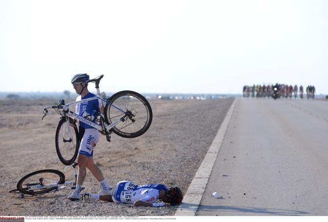 Two riders hit the ground at the Tour of Qatar