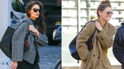 Katie Holmes in New York City carrying her Mansur Gavriel tote bag