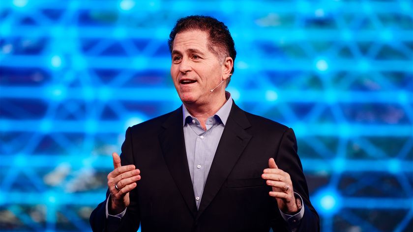 Michael Dell, CEO of Dell Technologies, speaking on stage at Mobile World Congress 2024 in Barcelona, Spain. 