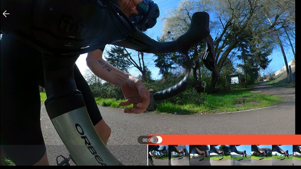 Insta360 One RS modular action camera detail of phone editing app