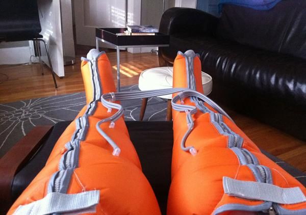 Podium Legs were a welcome recovery tool from the marathon travel to get home