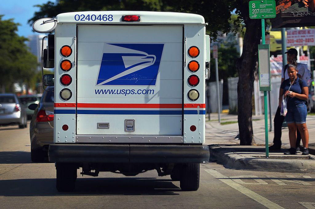 The back of a USPS truck.