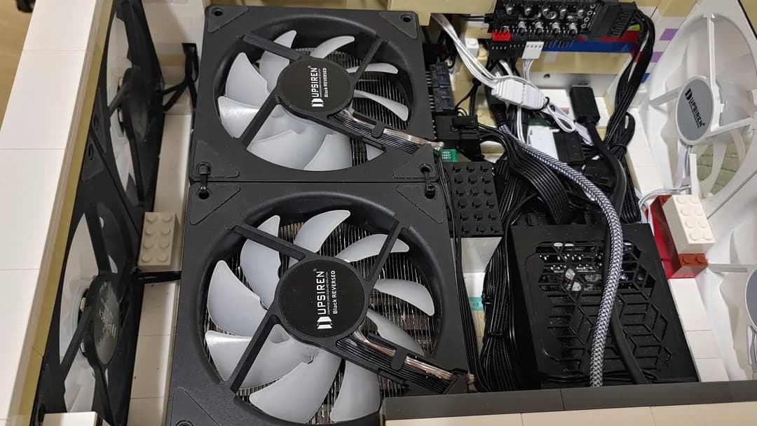 A custom gaming PC built by Reddit user OkDebate6649. The computer, monitor and keyboard are all housed in a chassis built using Lego bricks.