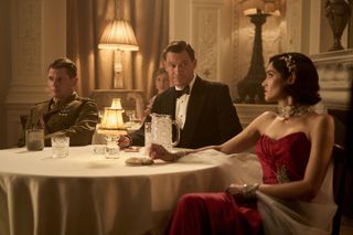 Paddy Mayne (Jack O'Connell), Dudley Clarke (Dominic West) and Eve Mansour (Sofia Boutella)