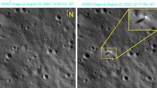 Chandrayaan 3 on the surface of the moon photographed by Chandrayaan 2