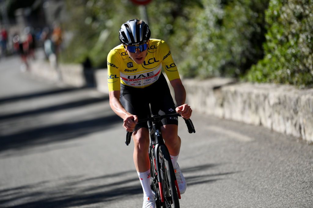 NICE FRANCE MARCH 12 Tadej Pogacar of Slovenia and UAE Team Emirates Yellow Leader Jersey attacks in the breakaway during the 81st Paris Nice 2023 Stage 8 a 1184km stage from Nice to Nice UCIWT ParisNice on March 12 2023 in Nice France Photo by Alex BroadwayGetty Images