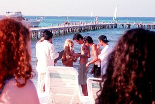 a photo of Pam and Tommy's wedding in Mexico, February 1995