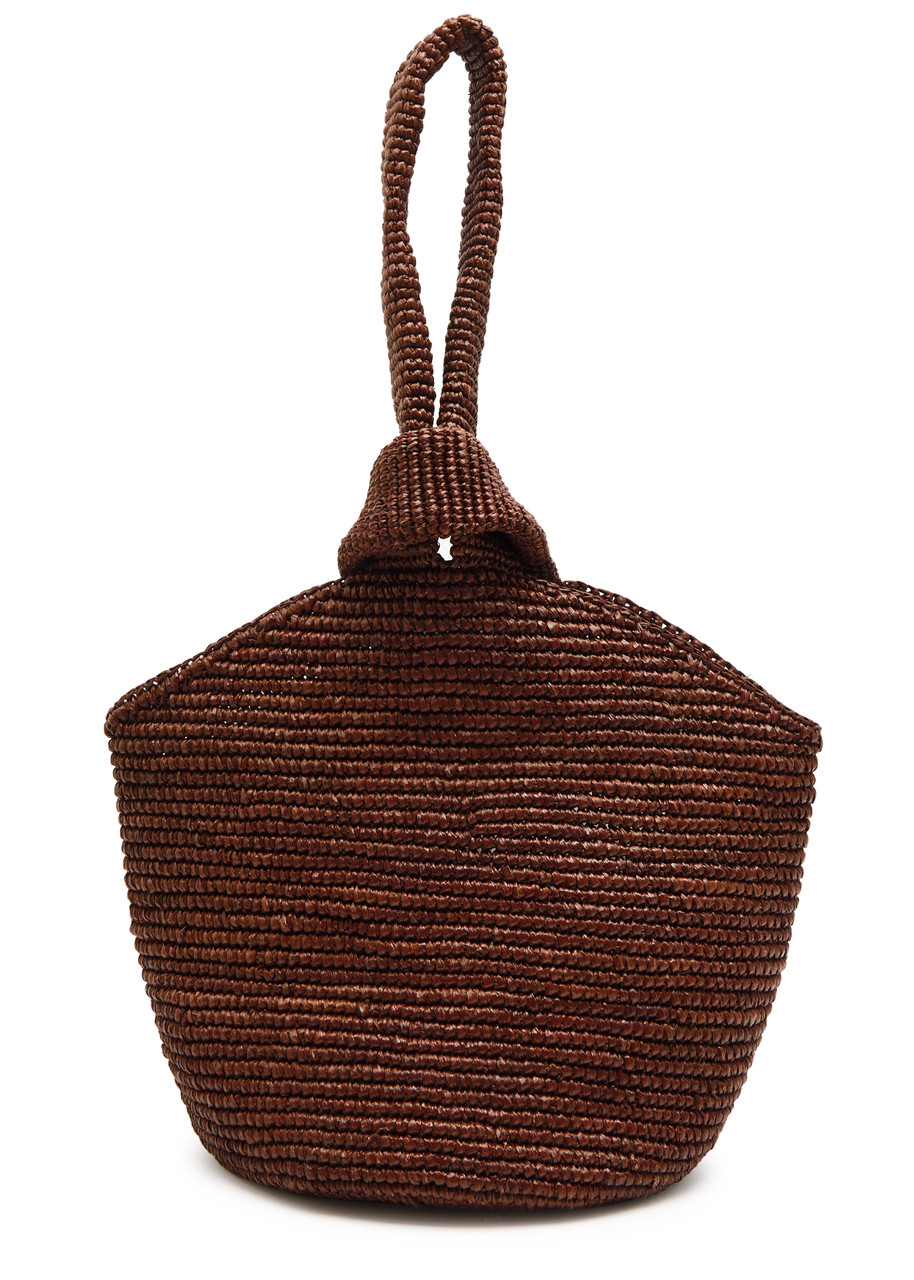 Pullthrough Mini Raffia Top Handle Bag