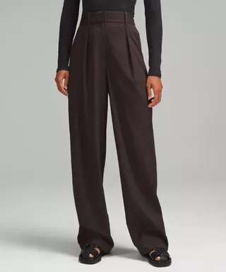 Modal-Blend Pleated High-Rise Trouser