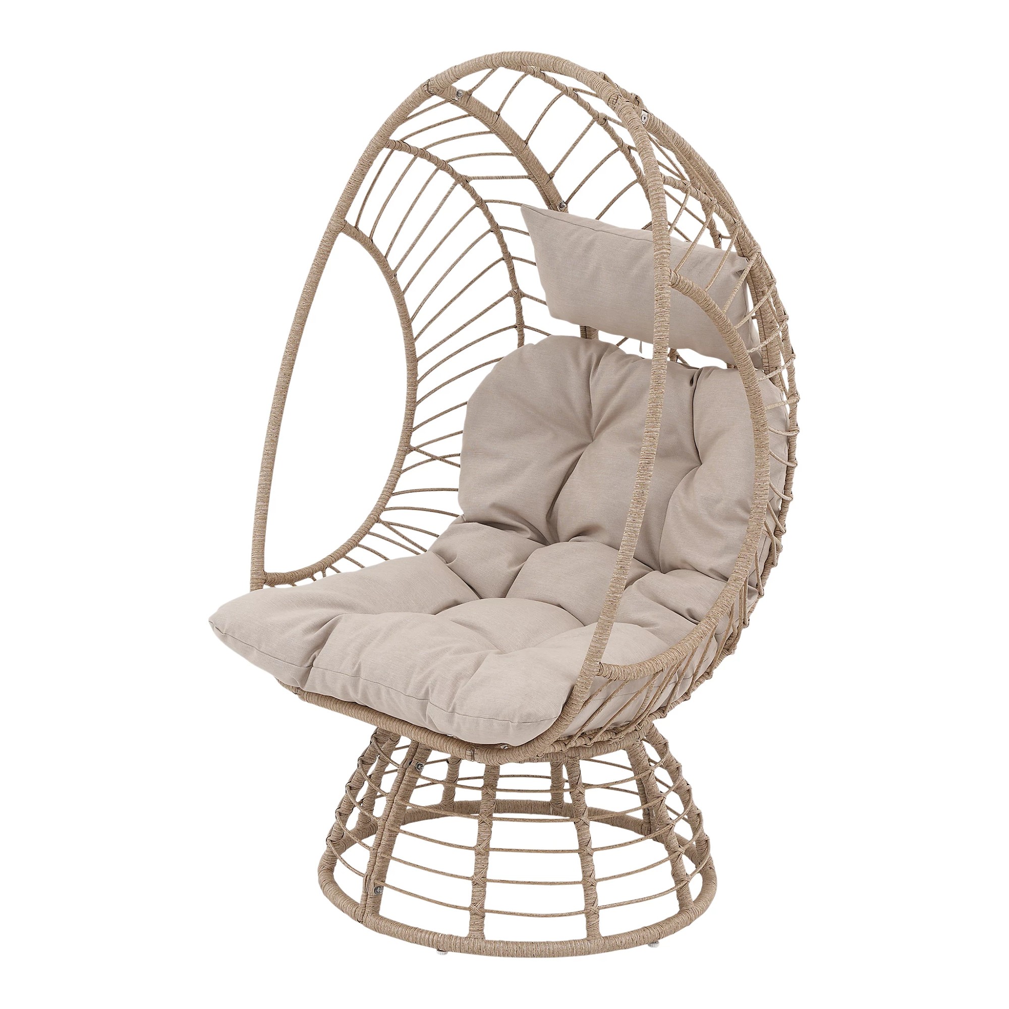 GoodHome Omalos Beige Rattan effect Egg chair