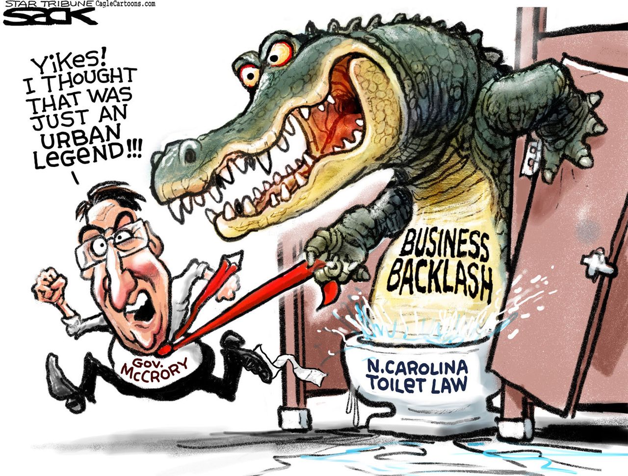 Editorial Cartoon U.S. North Carolina Bathrooms