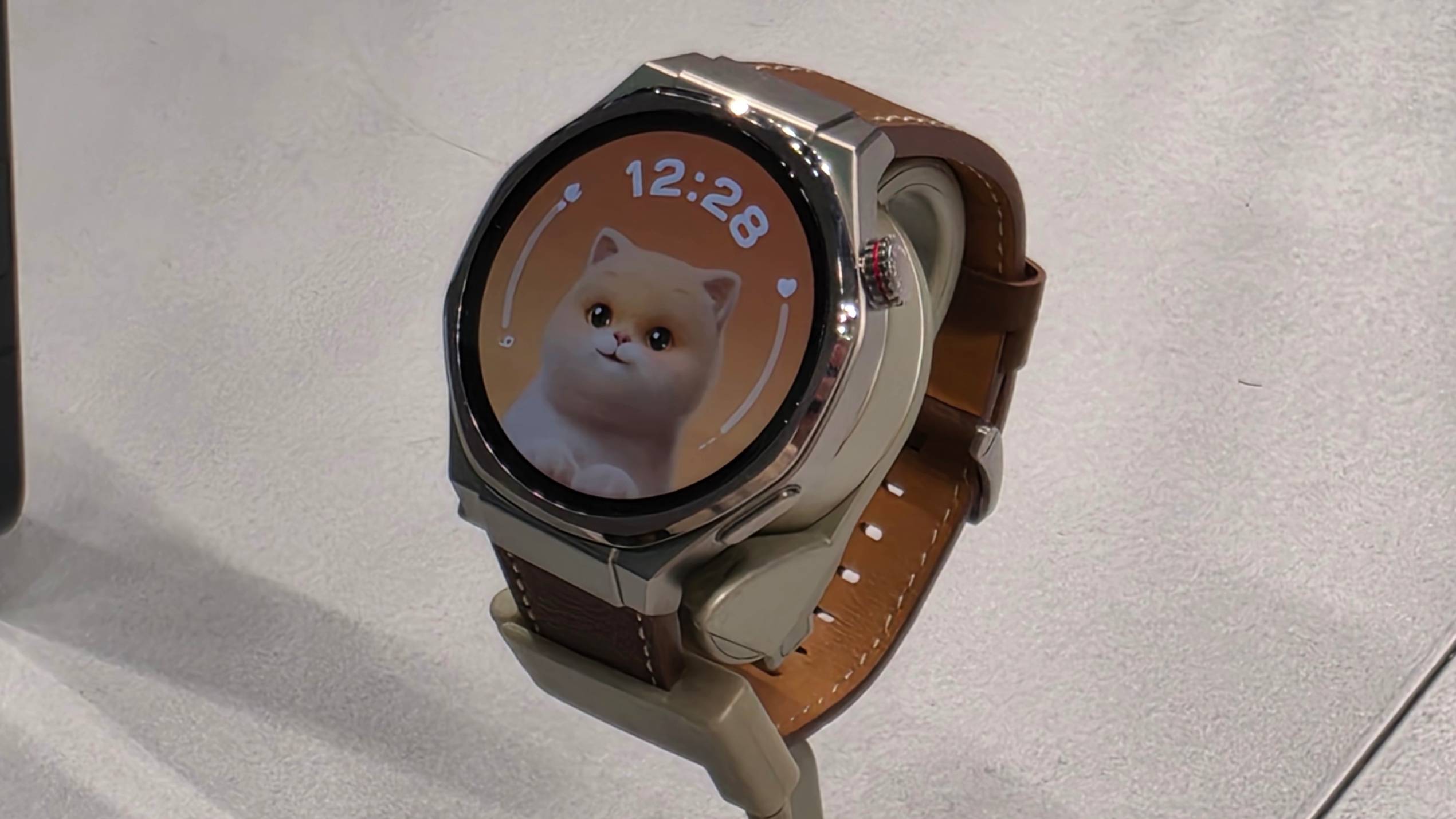 The Honor Watch 5 Ultra on a stand.