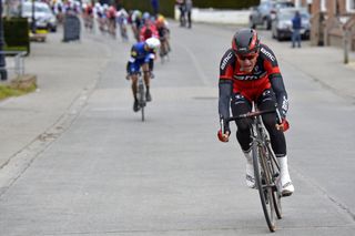 Greg Van Avermaet (BMC Racing) attacks Dwars door Vlaanderen with 8.7km to go