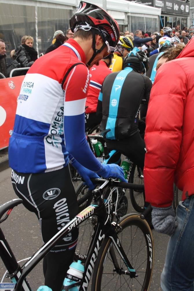 Niki Terpstra (Omega Pharma-QuickStep) has the climbs carefully marked on his top tube.