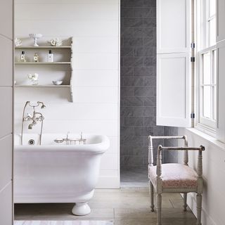 main bathroom with white bathtub