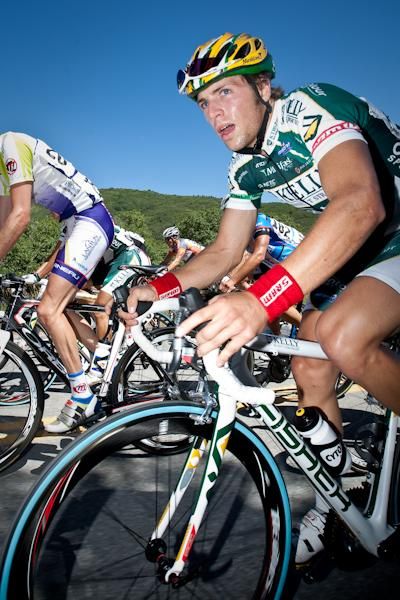 David Veilleux (Kelly Benefit Strategies) on a climb before his third place finish today.
