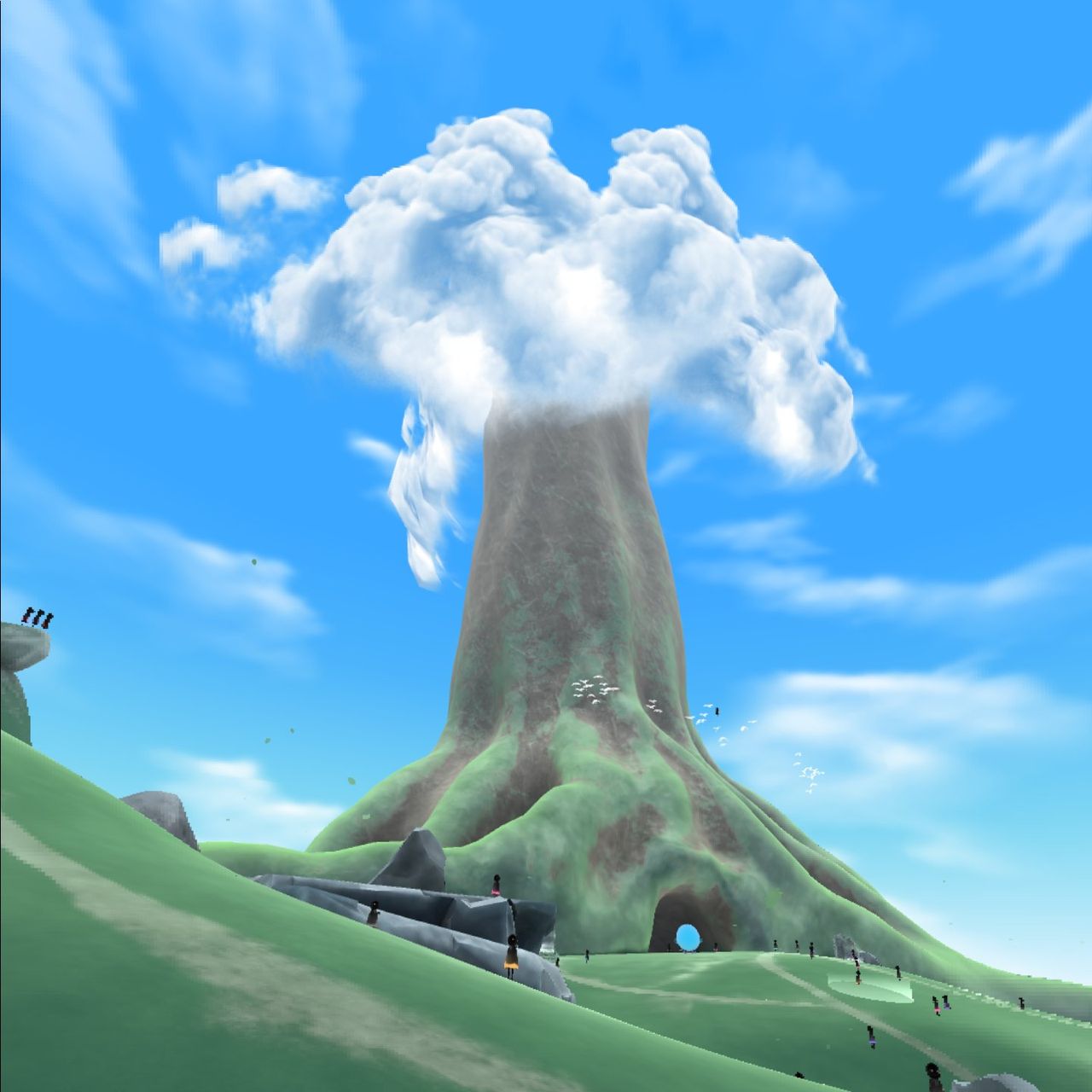 Secret Sky VR music festival screenshots showing various locations in VR