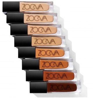 A stack of foundations in different shades by Zoeva