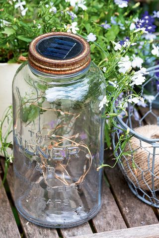 glass jar with lighting cord
