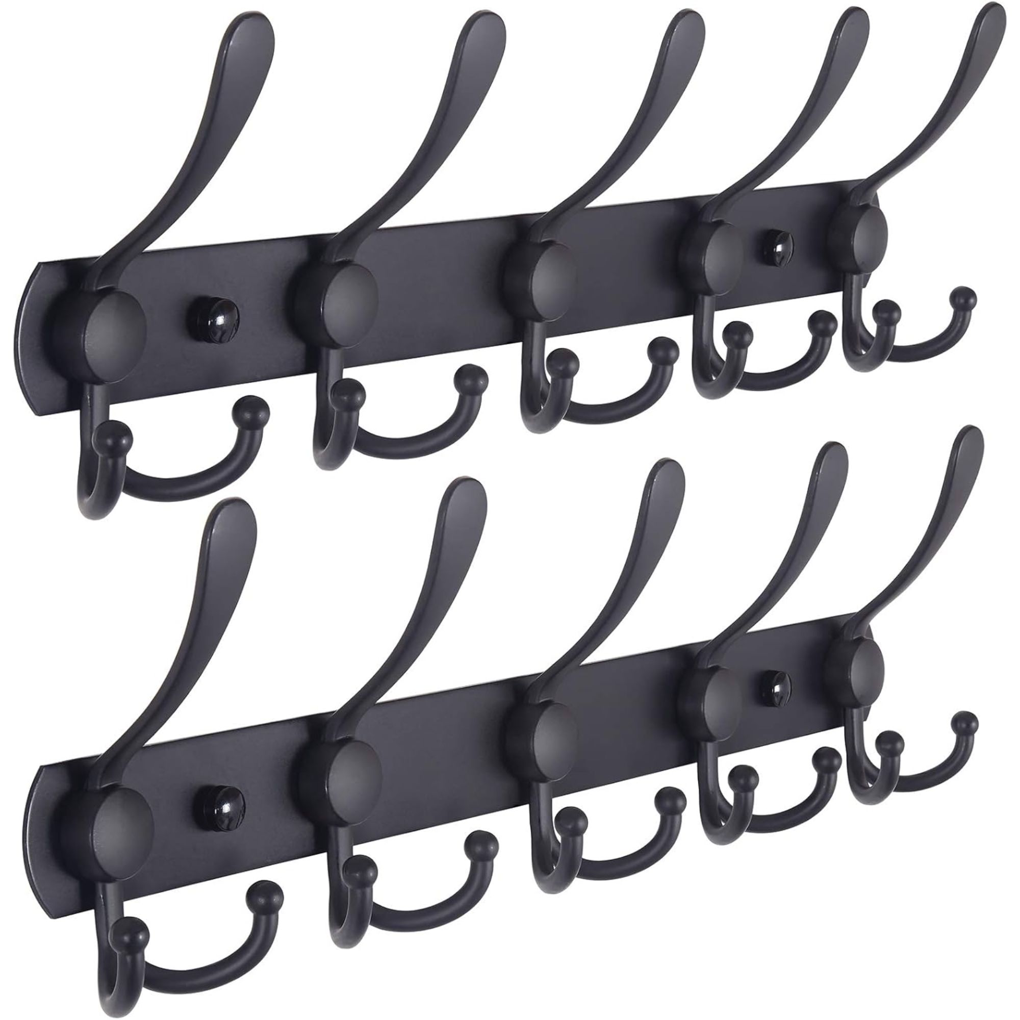 Two sets of black hooks