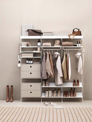 Beige and neutral organized closet