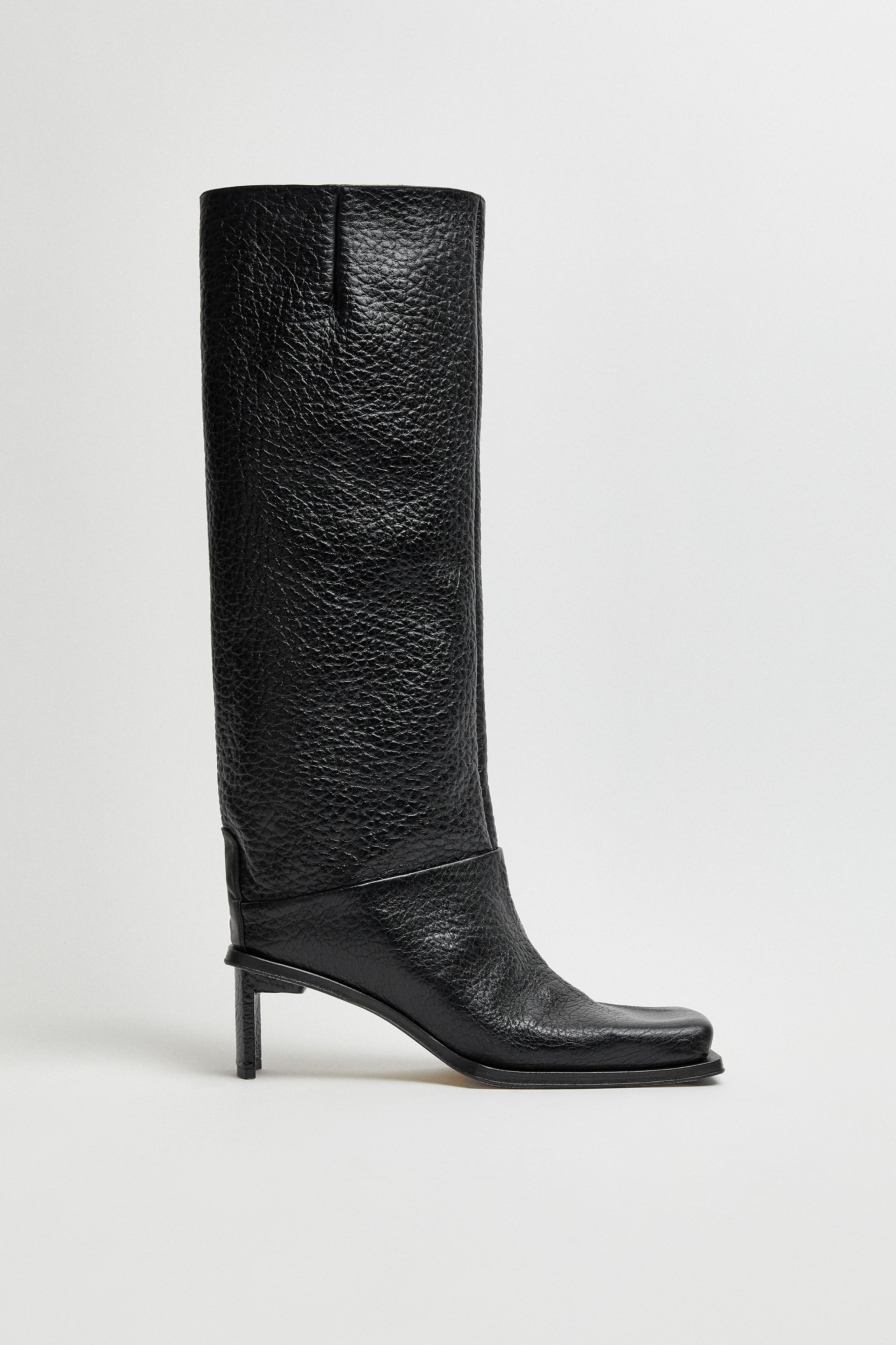 MiistaAW25, Brianna Boots - Tall Black Grainy Leather