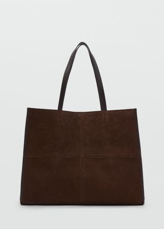 Leather Shopper Bag With Stitching - Women | Mango United Kingdom