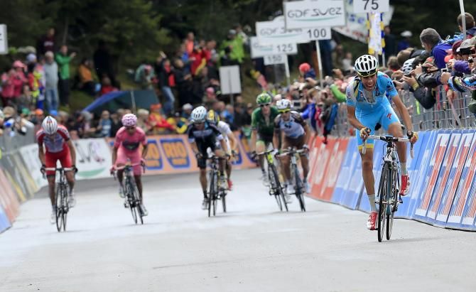 Fabio Aru sprints for the line