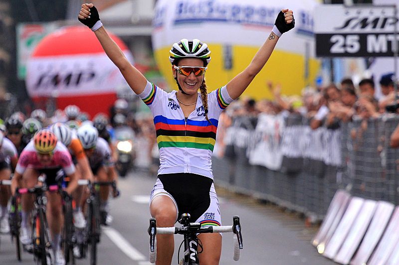 Pauline Ferrand-Pr&eacute;vot (Rabo Liv) wins stage 5 by one second in Aprica