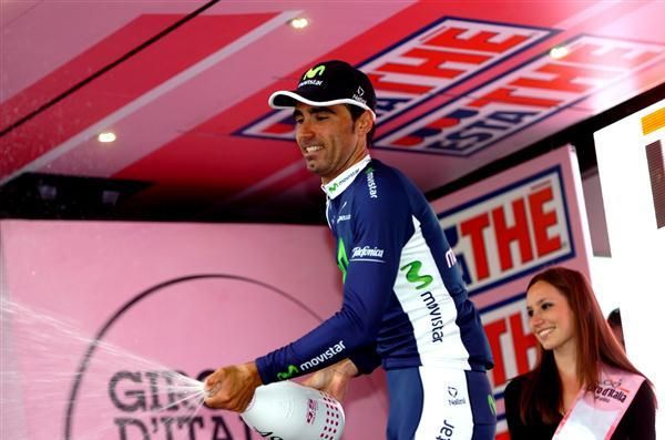 Francisco Ventoso (Movistar) cracks open the bubbles